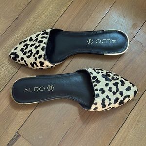 Aldo Women's Luma Leopard Pointed Flat Mule Shoes size 7
